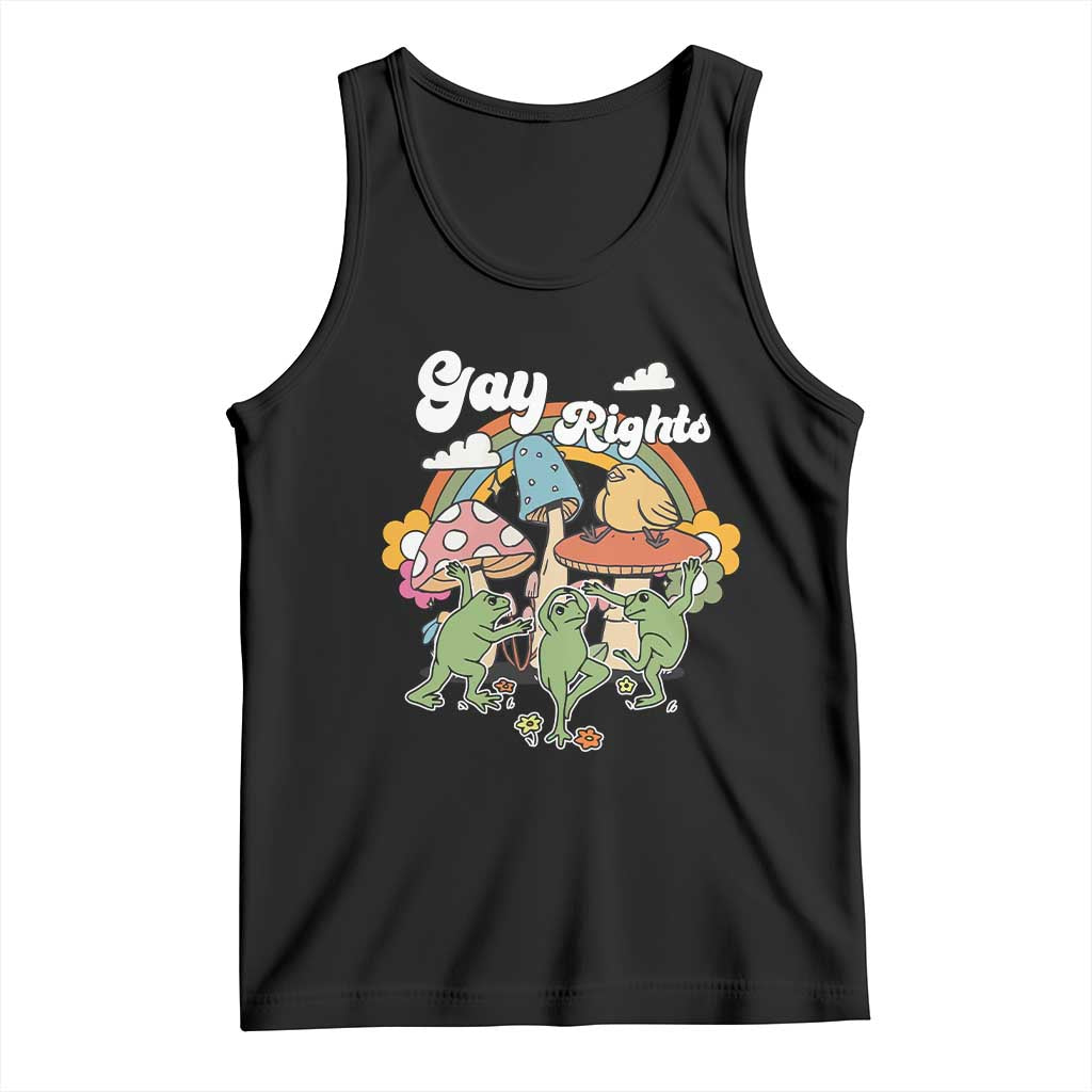 Cottagecore Dancing Frogs Tank Top Say Gay Rainbow LGBT Pride Month - Wonder Print Shop
