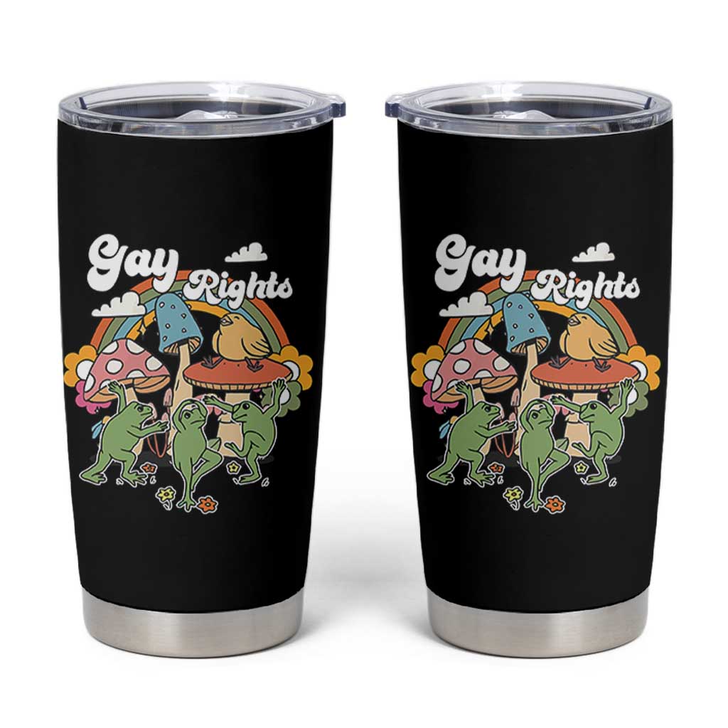 Cottagecore Dancing Frogs Tumbler Cup Say Gay Rainbow LGBT Pride Month - Wonder Print Shop