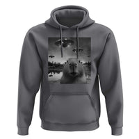 Funny Capybara Hoodie Selfie With UFOs Capy Meme Graphic - Wonder Print Shop
