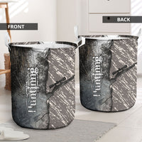 Hunting Rifle Laundry Basket Grunge Wilderness Marsh Scene with Rustic Outdoor