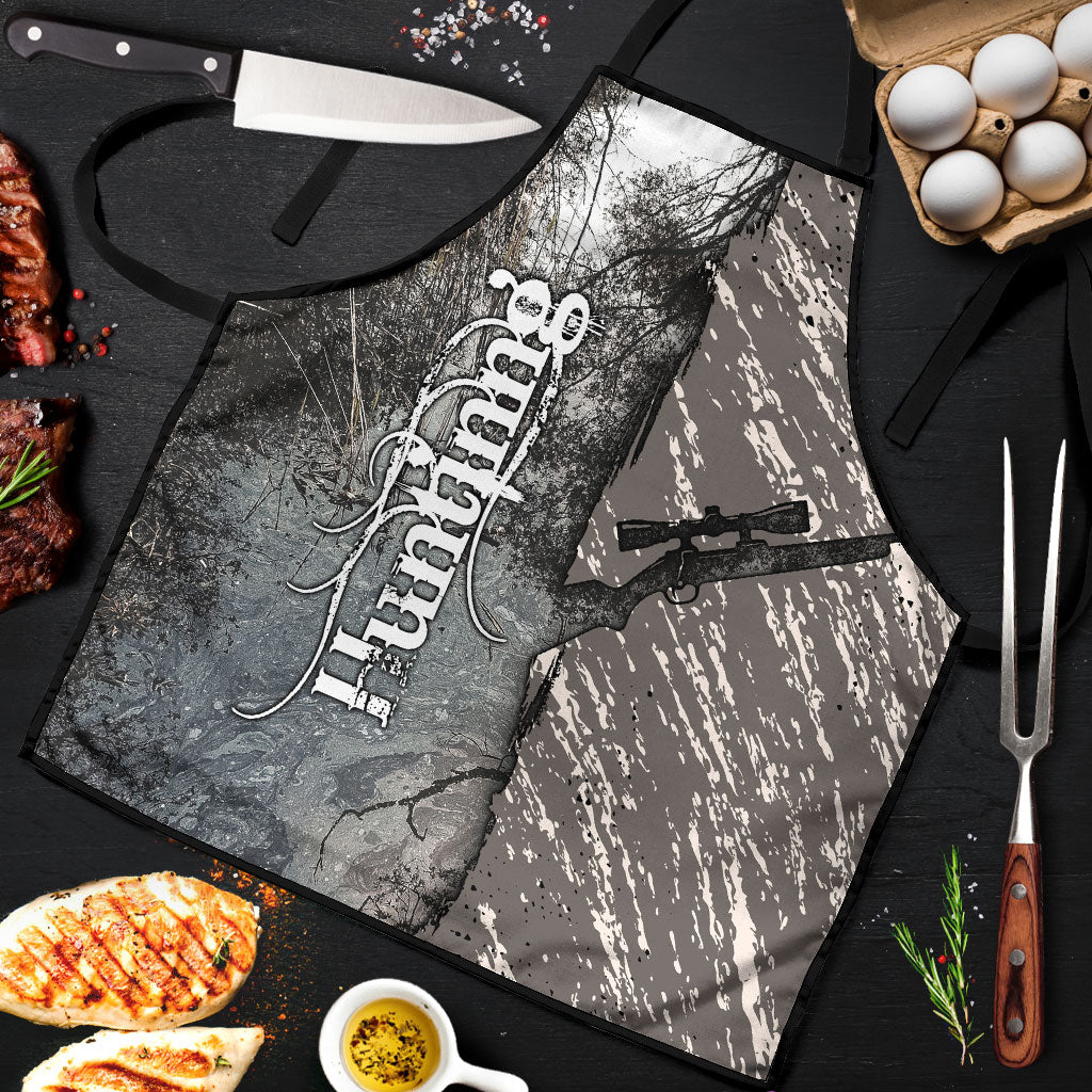 Hunting Rifle Apron Grunge Wilderness Marsh Scene with Rustic Outdoor