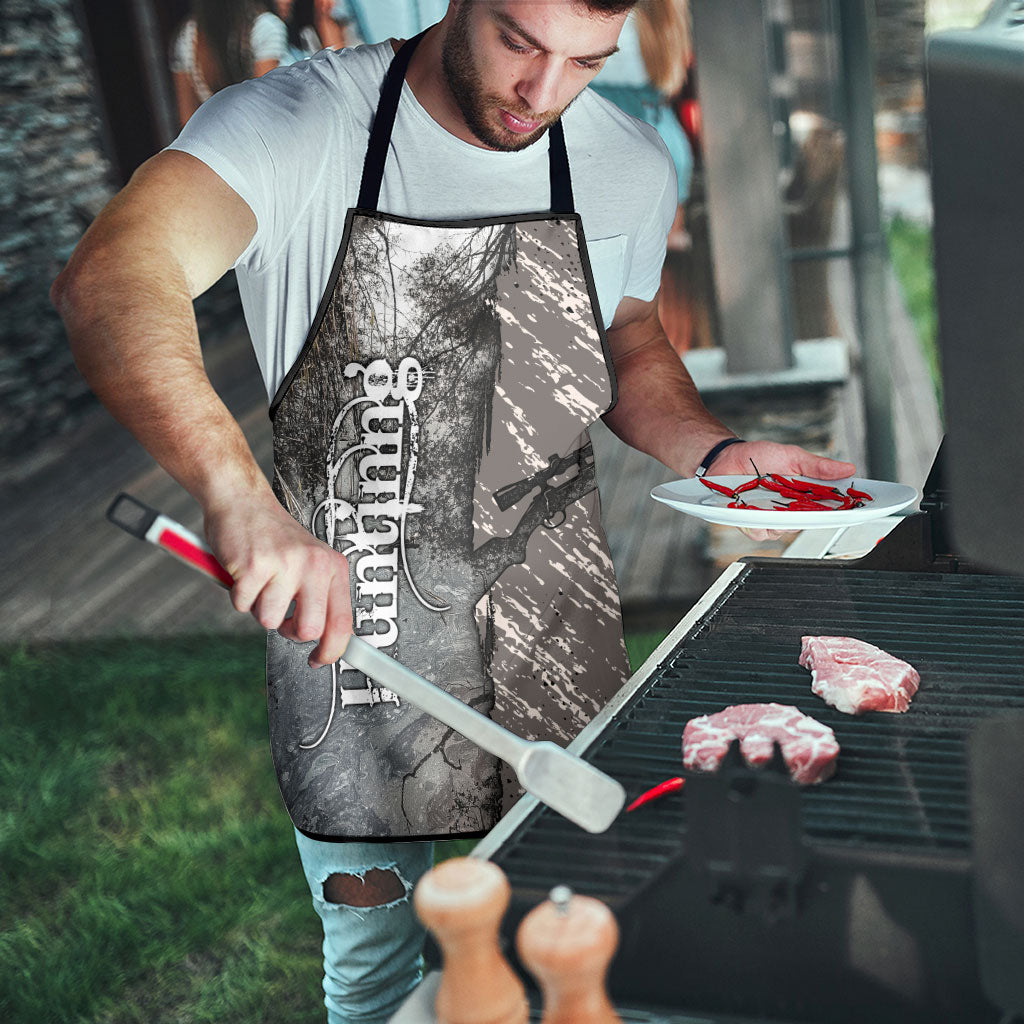 Hunting Rifle Apron Grunge Wilderness Marsh Scene with Rustic Outdoor