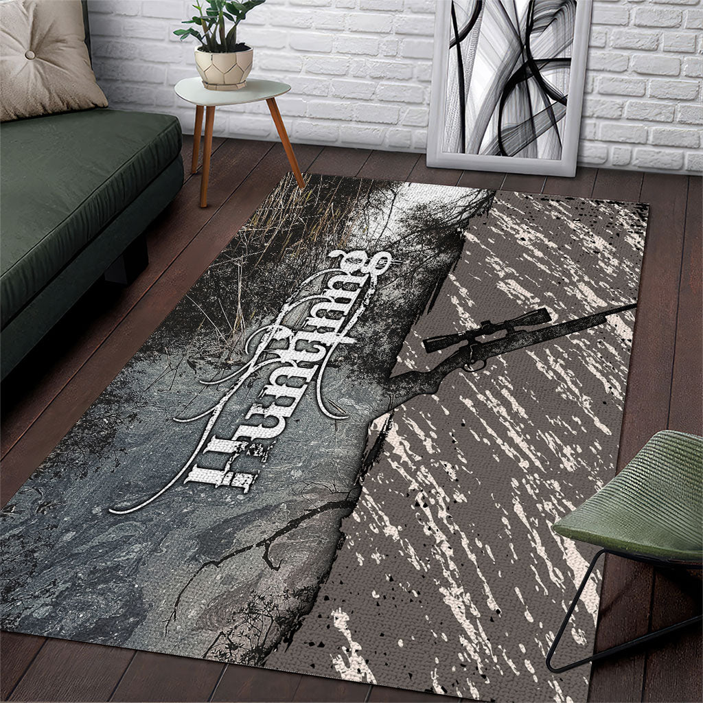 Hunting Rifle Area Rug Grunge Wilderness Marsh Scene with Rustic Outdoor
