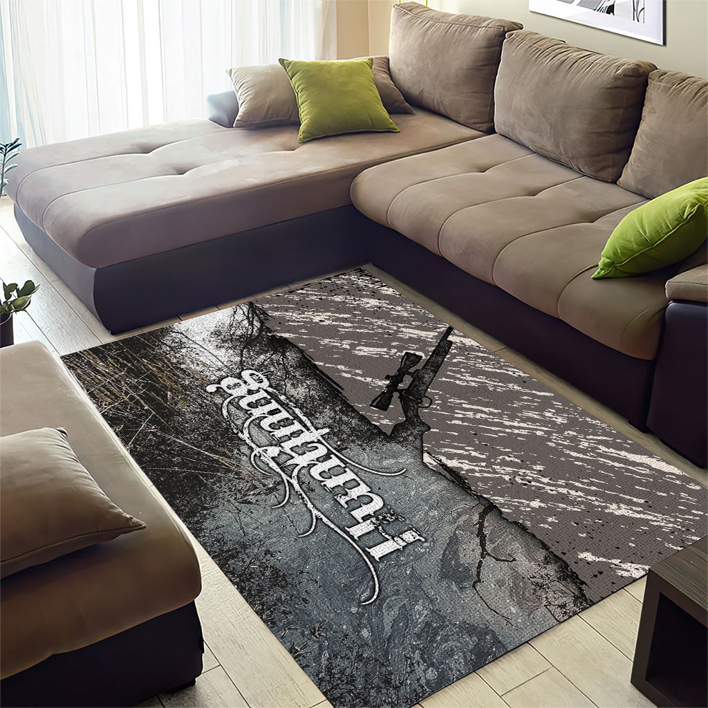 Hunting Rifle Area Rug Grunge Wilderness Marsh Scene with Rustic Outdoor