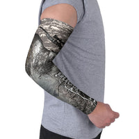 Hunting Rifle Arm Sleeves Grunge Wilderness Marsh Scene with Rustic Outdoor