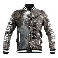 Hunting Rifle Baseball Jacket Grunge Wilderness Marsh Scene with Rustic Outdoor