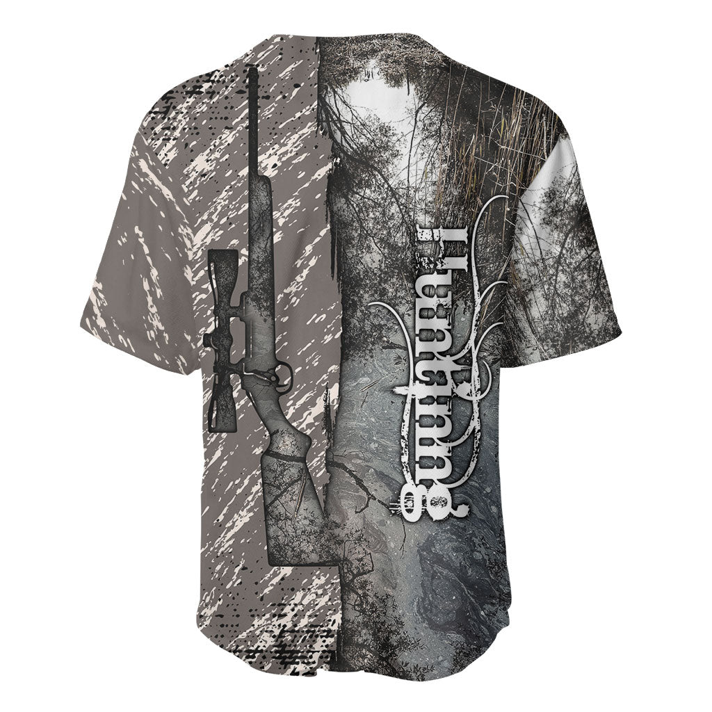 Hunting Rifle Baseball Jersey Grunge Wilderness Marsh Scene with Rustic Outdoor