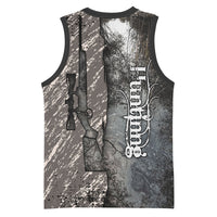Hunting Rifle Basketball Jersey Grunge Wilderness Marsh Scene with Rustic Outdoor