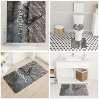 Hunting Rifle Bathroom Set Grunge Wilderness Marsh Scene with Rustic Outdoor