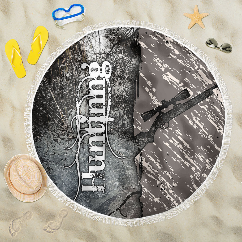 Hunting Rifle Beach Blanket Grunge Wilderness Marsh Scene with Rustic Outdoor