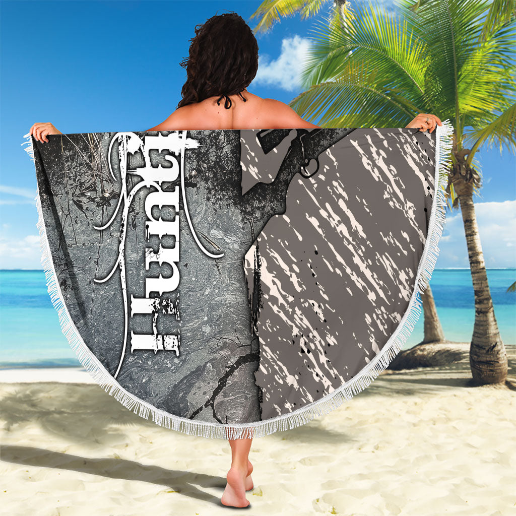 Hunting Rifle Beach Blanket Grunge Wilderness Marsh Scene with Rustic Outdoor
