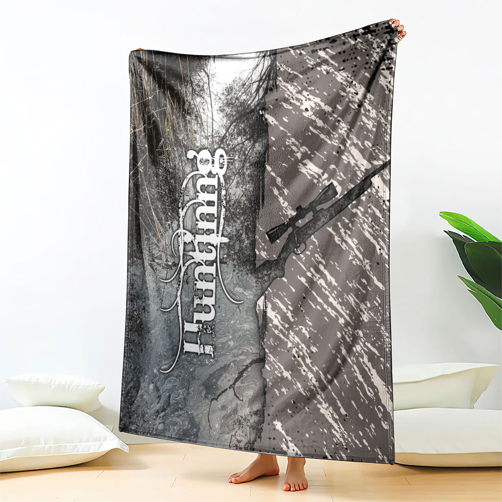 Hunting Rifle Blanket Grunge Wilderness Marsh Scene with Rustic Outdoor