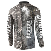 Hunting Rifle Button Sweatshirt Grunge Wilderness Marsh Scene with Rustic Outdoor
