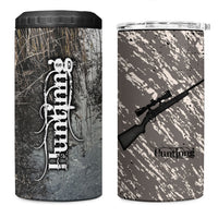 Hunting Rifle 4 in 1 Can Cooler Tumbler Grunge Wilderness Marsh Scene with Rustic Outdoor
