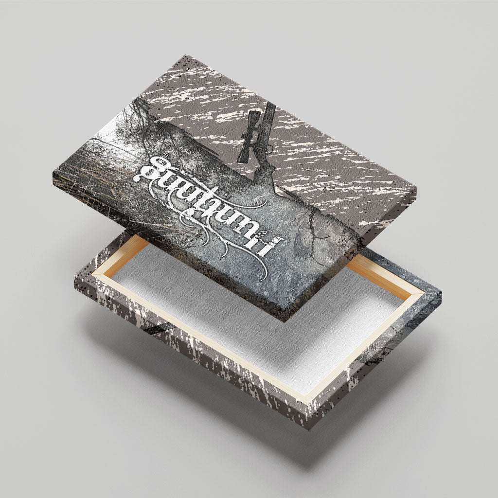 Hunting Rifle Canvas Wall Art Grunge Wilderness Marsh Scene with Rustic Outdoor