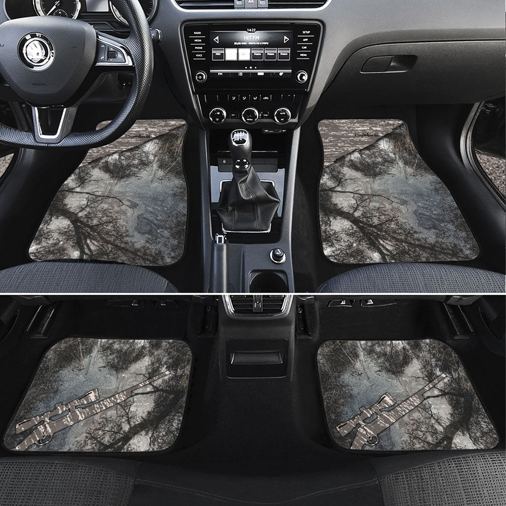 Hunting Rifle Car Mats Grunge Wilderness Marsh Scene with Rustic Outdoor