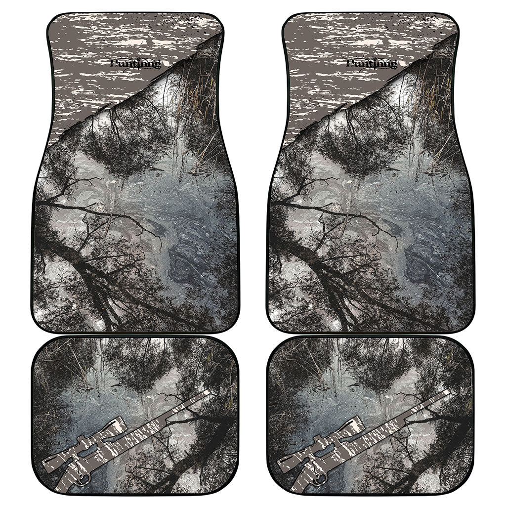 Hunting Rifle Car Mats Grunge Wilderness Marsh Scene with Rustic Outdoor