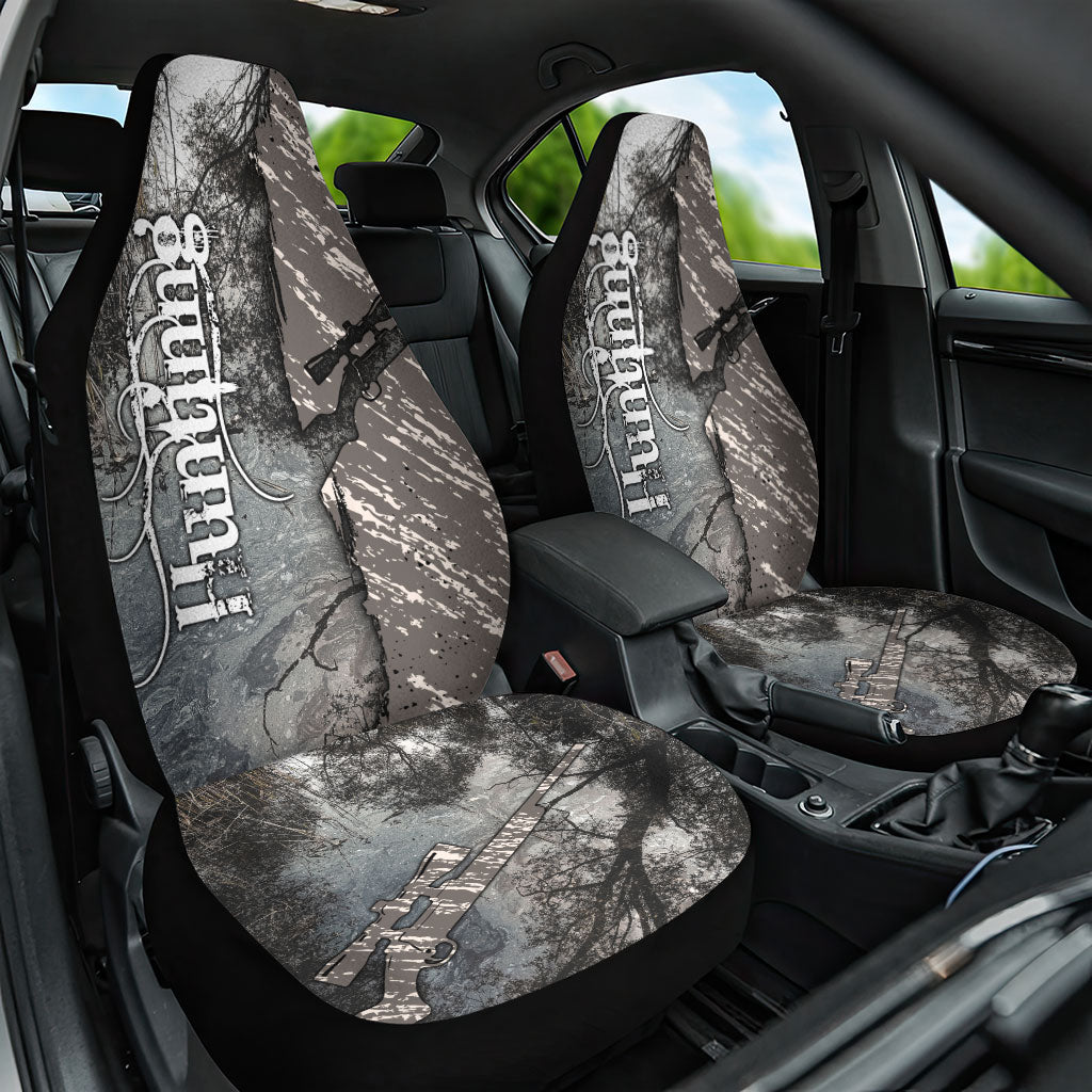 Hunting Rifle Car Seat Cover Grunge Wilderness Marsh Scene with Rustic Outdoor
