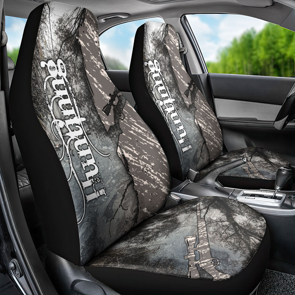 Hunting Rifle Car Seat Cover Grunge Wilderness Marsh Scene with Rustic Outdoor