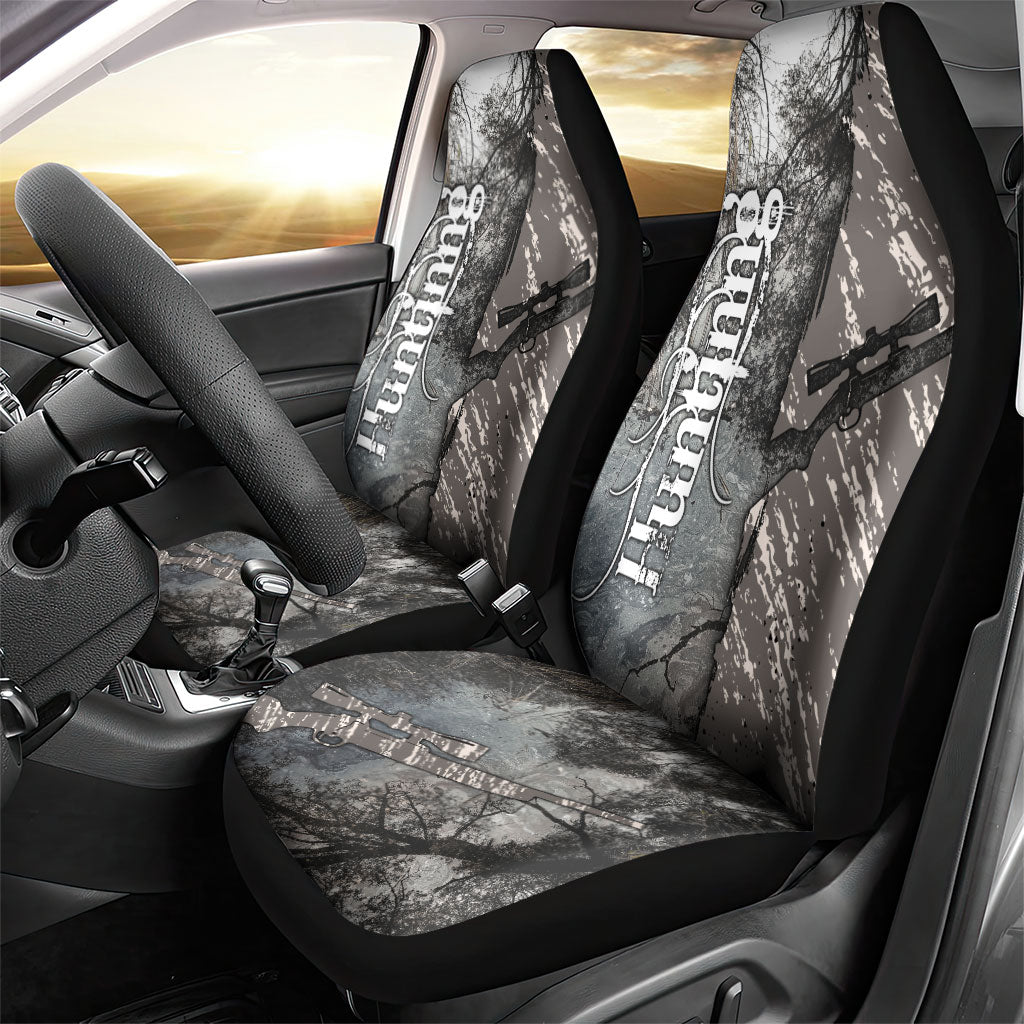 Hunting Rifle Car Seat Cover Grunge Wilderness Marsh Scene with Rustic Outdoor