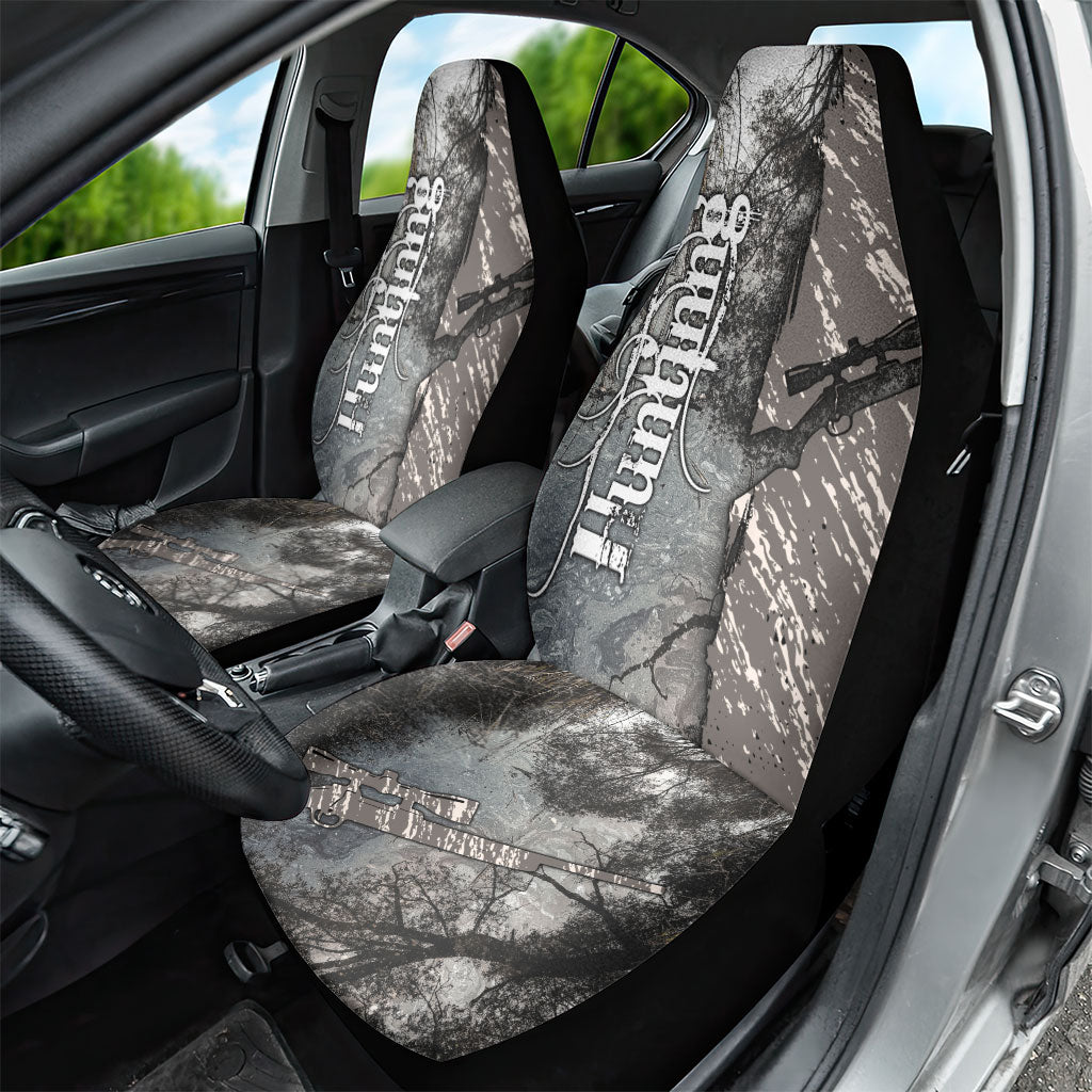 Hunting Rifle Car Seat Cover Grunge Wilderness Marsh Scene with Rustic Outdoor