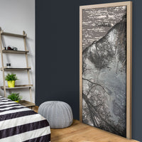 Hunting Rifle Door Cover Grunge Wilderness Marsh Scene with Rustic Outdoor