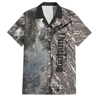 Hunting Rifle Hawaiian Shirt Grunge Wilderness Marsh Scene with Rustic Outdoor