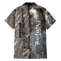 Hunting Rifle Hawaiian Shirt Grunge Wilderness Marsh Scene with Rustic Outdoor