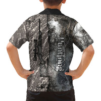 Hunting Rifle Hawaiian Shirt Grunge Wilderness Marsh Scene with Rustic Outdoor