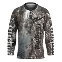 Hunting Rifle Hockey Jersey Grunge Wilderness Marsh Scene with Rustic Outdoor