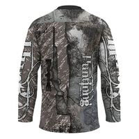 Hunting Rifle Hockey Jersey Grunge Wilderness Marsh Scene with Rustic Outdoor