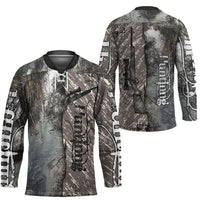 Hunting Rifle Hockey Jersey Grunge Wilderness Marsh Scene with Rustic Outdoor
