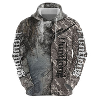 Hunting Rifle Hoodie Grunge Wilderness Marsh Scene with Rustic Outdoor