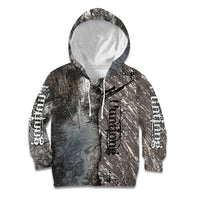 Hunting Rifle Kid Hoodie Grunge Wilderness Marsh Scene with Rustic Outdoor