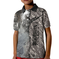 Hunting Rifle Kid Polo Shirt Grunge Wilderness Marsh Scene with Rustic Outdoor