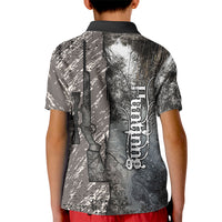 Hunting Rifle Kid Polo Shirt Grunge Wilderness Marsh Scene with Rustic Outdoor