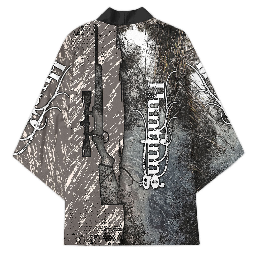 Hunting Rifle Kimono Grunge Wilderness Marsh Scene with Rustic Outdoor