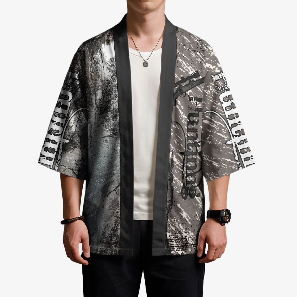 Hunting Rifle Kimono Grunge Wilderness Marsh Scene with Rustic Outdoor