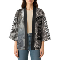 Hunting Rifle Kimono Grunge Wilderness Marsh Scene with Rustic Outdoor