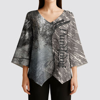 Hunting Rifle Kimono Sleeve Blouse Grunge Wilderness Marsh Scene with Rustic Outdoor