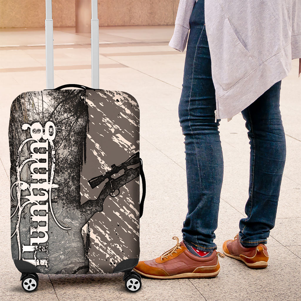 Hunting Rifle Luggage Cover Grunge Wilderness Marsh Scene with Rustic Outdoor