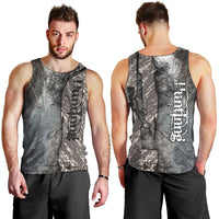 Hunting Rifle Men Tank Top Grunge Wilderness Marsh Scene with Rustic Outdoor