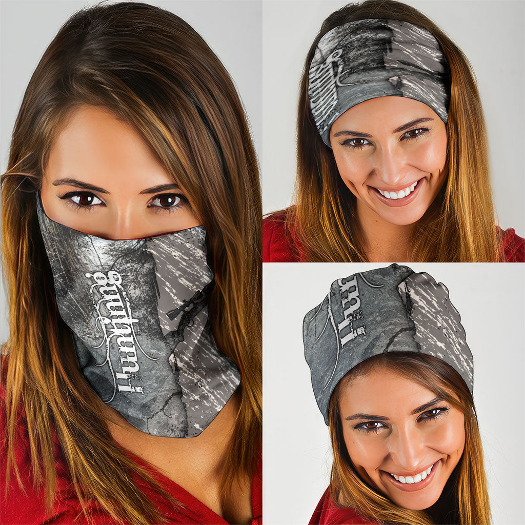 Hunting Rifle Neck Gaiter Grunge Wilderness Marsh Scene with Rustic Outdoor