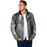 Hunting Rifle Padded Jacket Grunge Wilderness Marsh Scene with Rustic Outdoor
