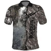Hunting Rifle Polo Shirt Grunge Wilderness Marsh Scene with Rustic Outdoor
