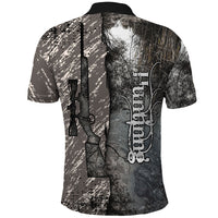Hunting Rifle Polo Shirt Grunge Wilderness Marsh Scene with Rustic Outdoor