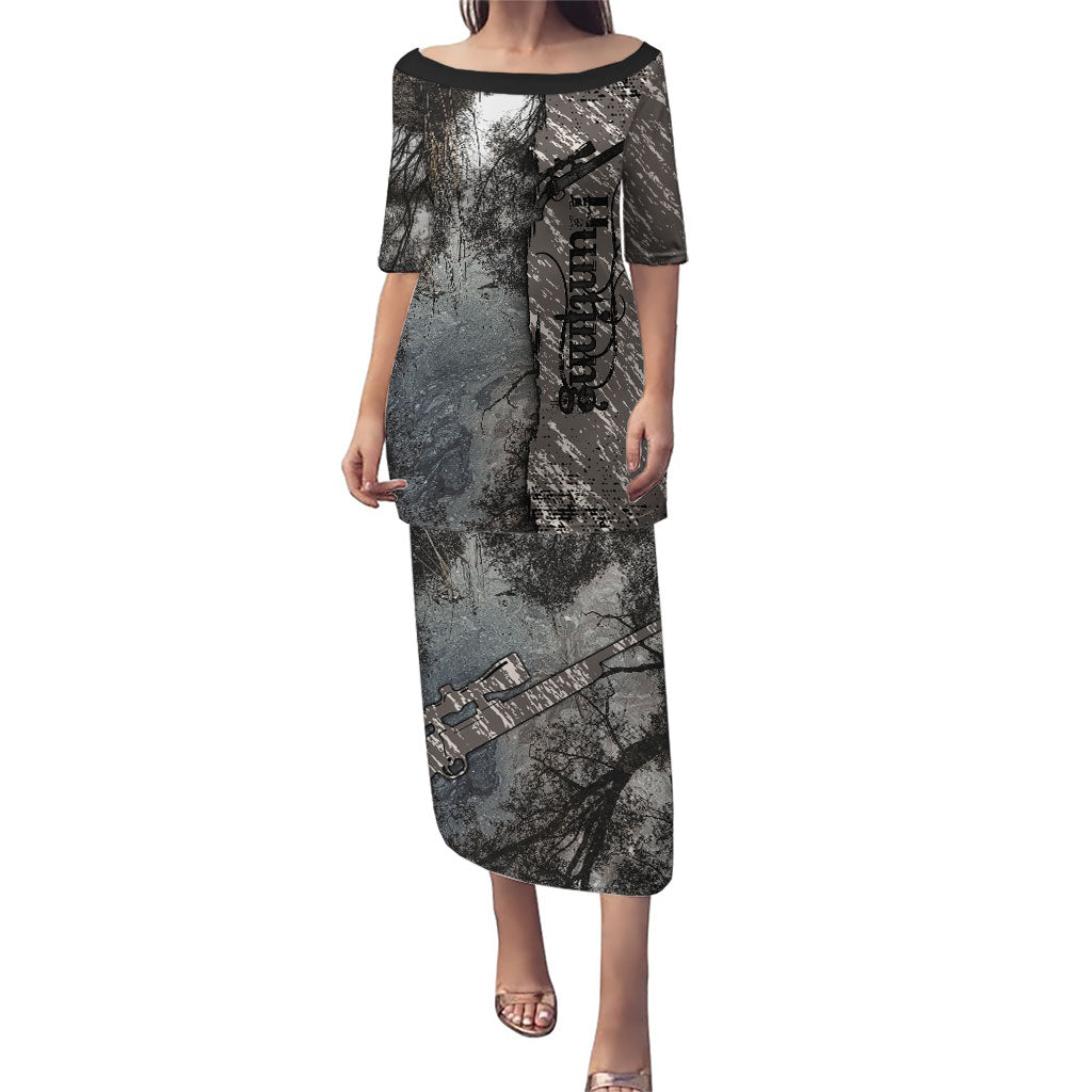 Hunting Rifle Puletasi Grunge Wilderness Marsh Scene with Rustic Outdoor