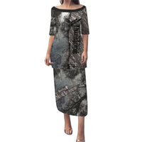 Hunting Rifle Puletasi Grunge Wilderness Marsh Scene with Rustic Outdoor