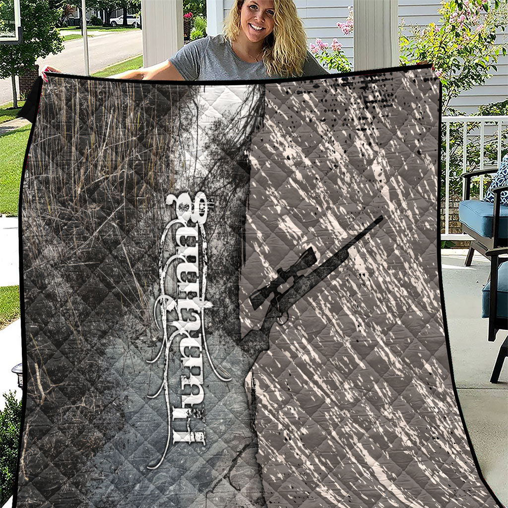 Hunting Rifle Quilt Grunge Wilderness Marsh Scene with Rustic Outdoor