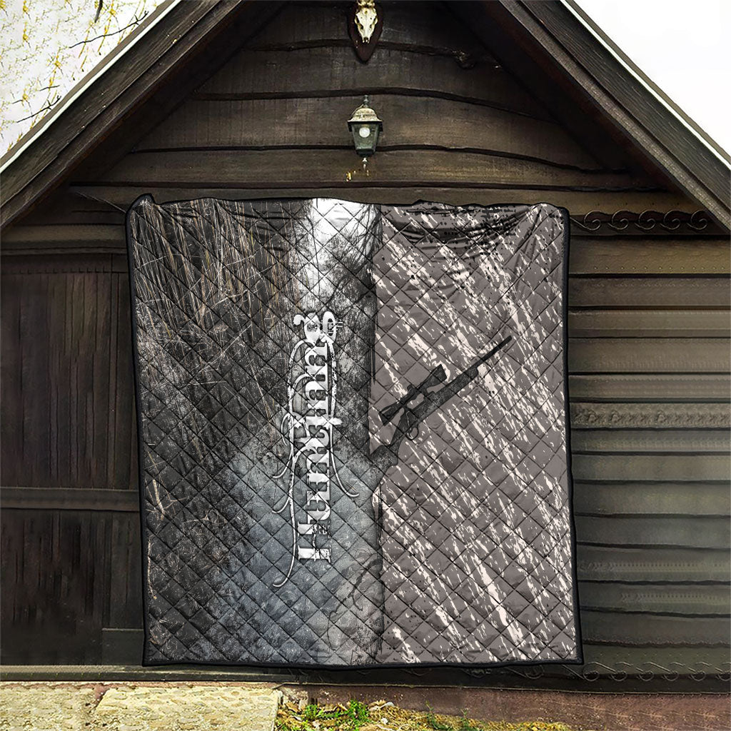 Hunting Rifle Quilt Grunge Wilderness Marsh Scene with Rustic Outdoor